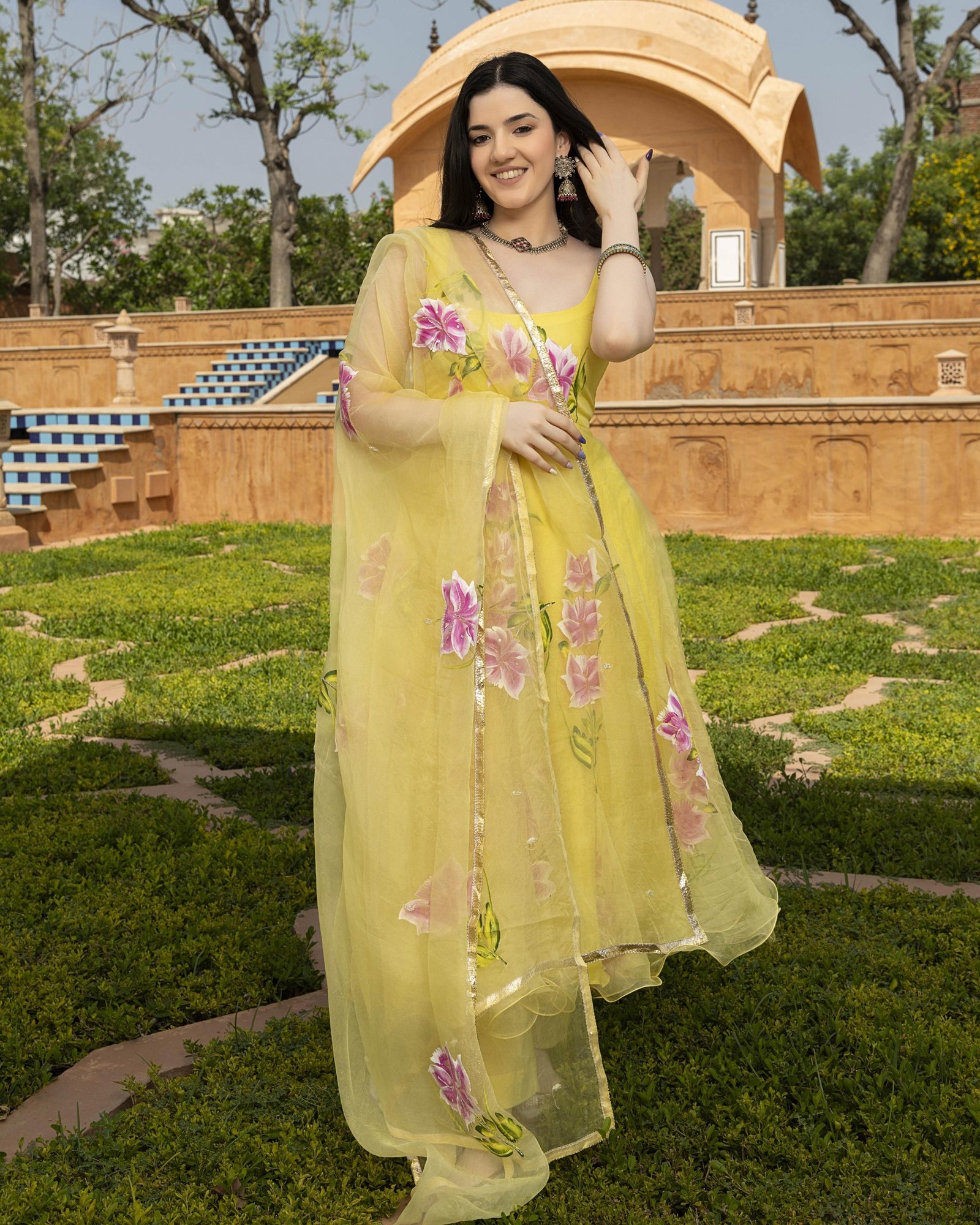 Ahyana Handpainted Organza Suit Set - Image 3