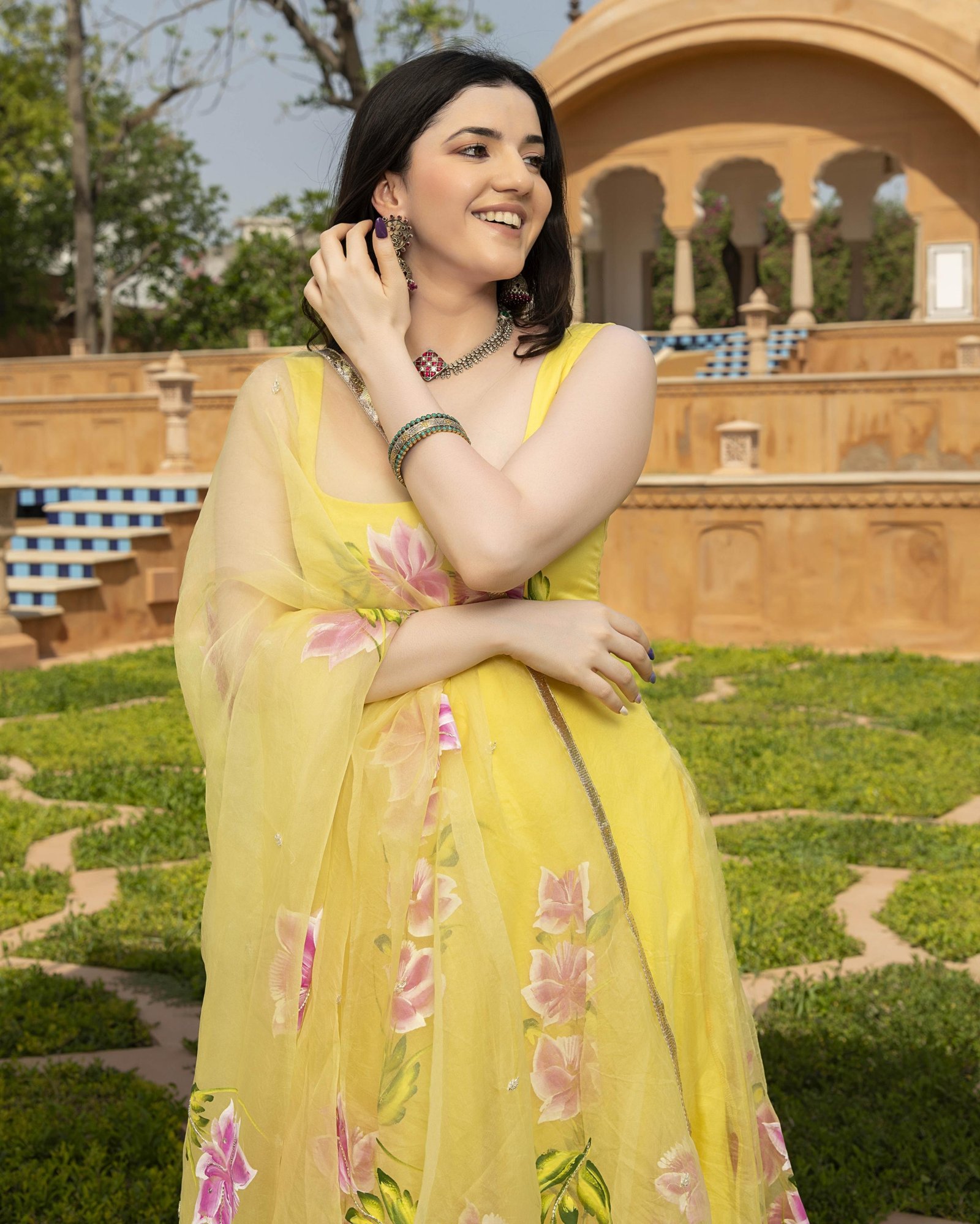 Ahyana Handpainted Organza Suit Set - Image 5