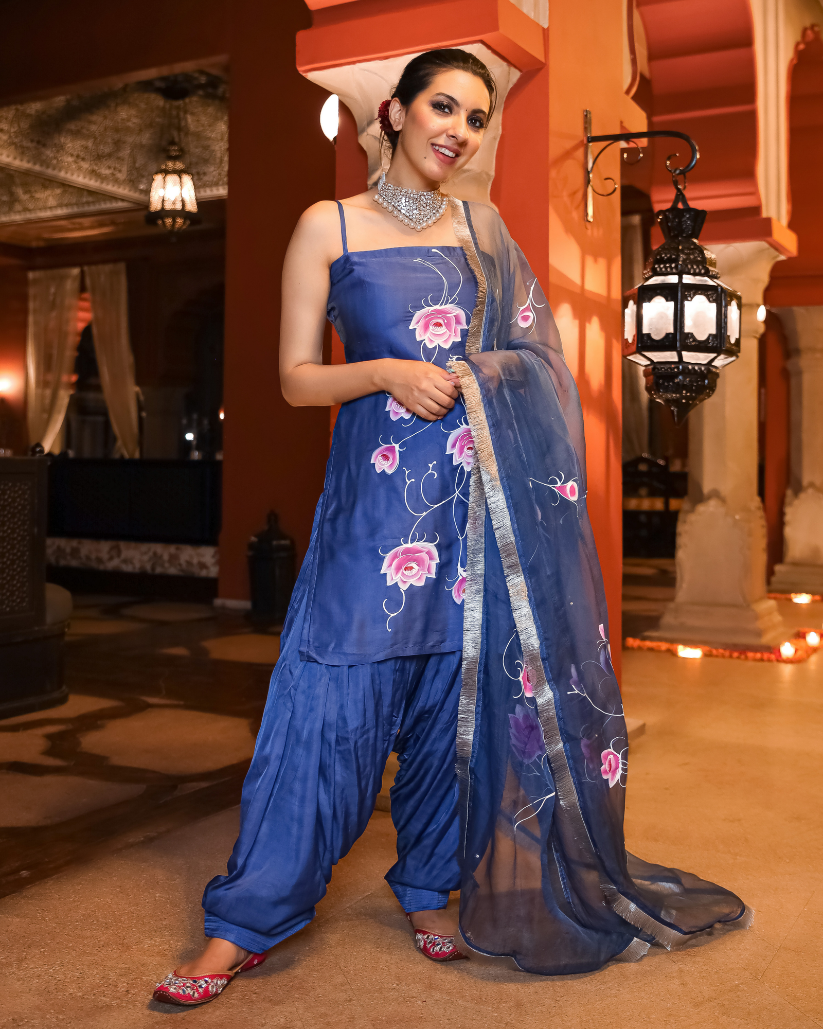 Blaze Crush Handpainted Gota Suit Set - Image 4