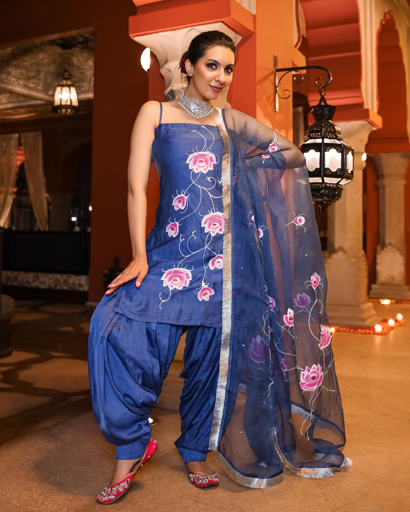 Blaze Crush Handpainted Gota Suit Set - Image 3