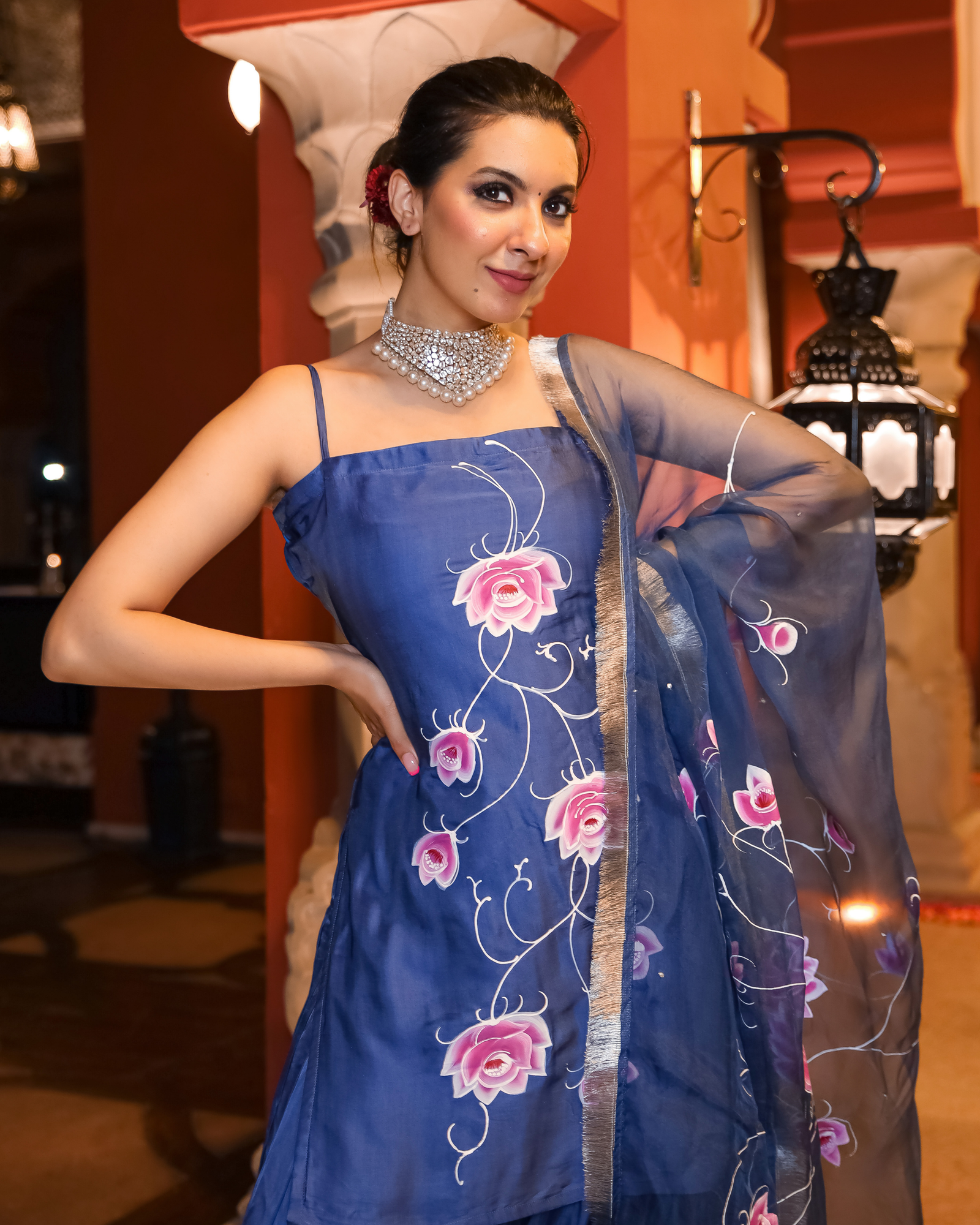 Blaze Crush Handpainted Gota Suit Set - Image 2