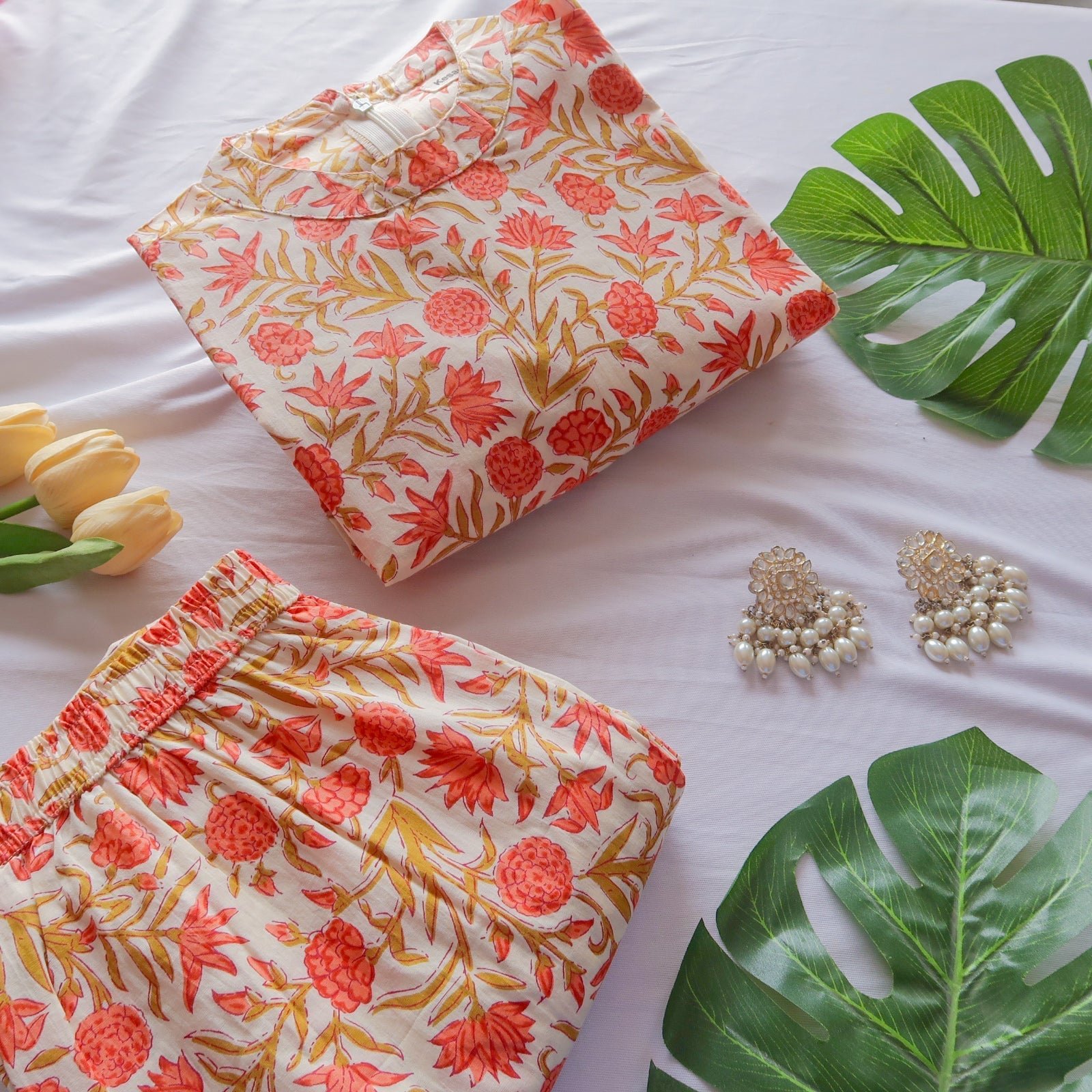 Cotton Halter-Neck Kurta Pant Set for Women