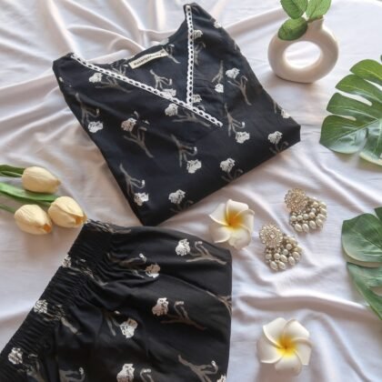 Cotton Straight Kurta Pant Set with Floral Print and Lace Detailing